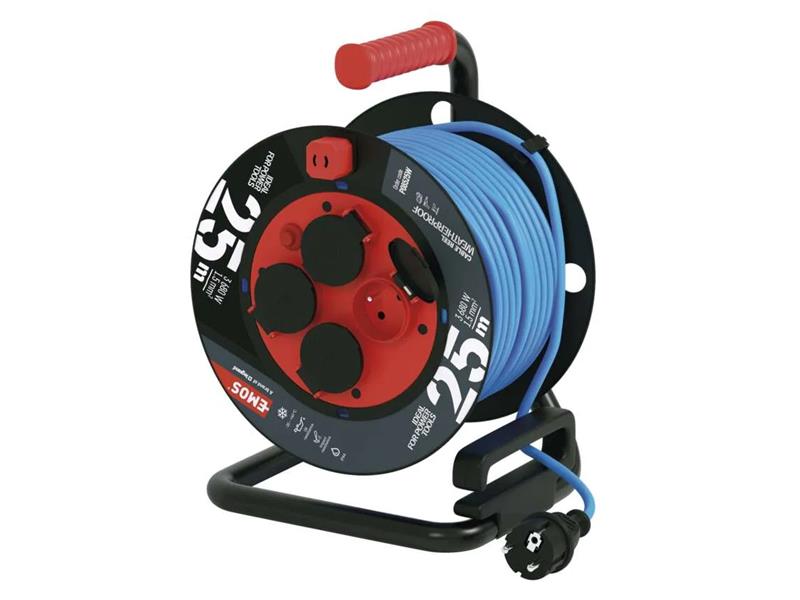Extension cable on drum - 4 sockets 25m EMOS P08525W TI8710502 EMOS
