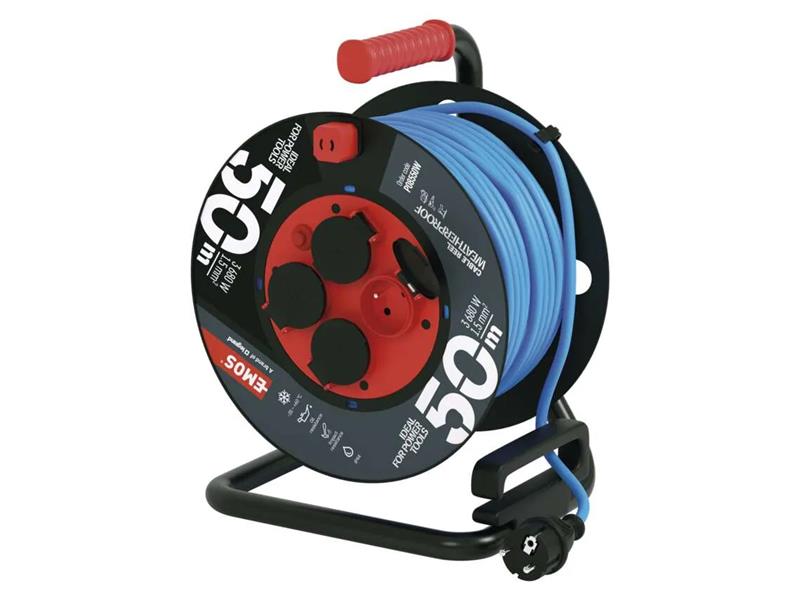 Extension cable on drum - 4 sockets 50m EMOS P08550W TI8710503 EMOS