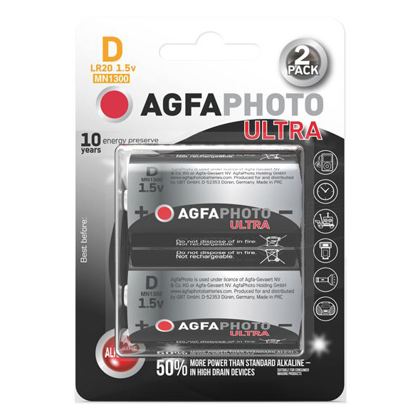 Battery D (LR20) alkaline AGFAPHOTO Power Ultra 2pcs / blister TI4270556 AGFAPHOTO