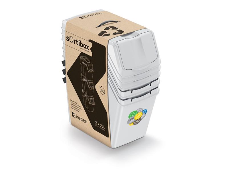 Sorted waste bin SORTIBOX II 3x25l ash grey TI6440976 PROSPERPLAST