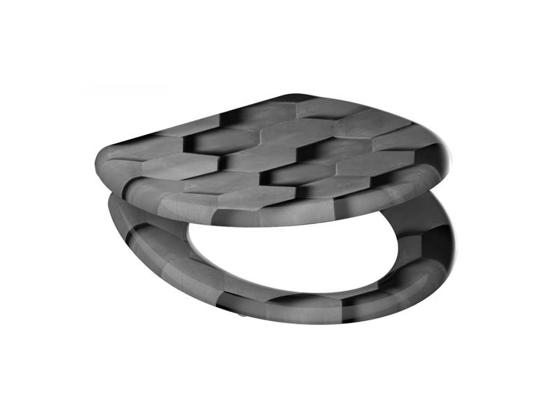 Toilet seat SCHÜTTE Grey Hexagons Soft Close TI6437868 SCHÜTTE
