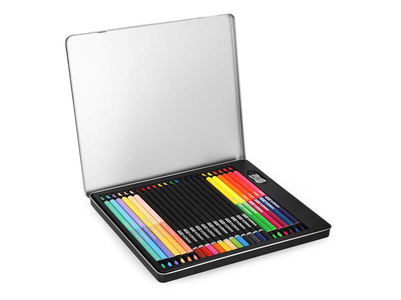Crayons triangular EASY Creative classic and double-sided 24 pcs / 36 colors in a metal box TI6434605 EASY
