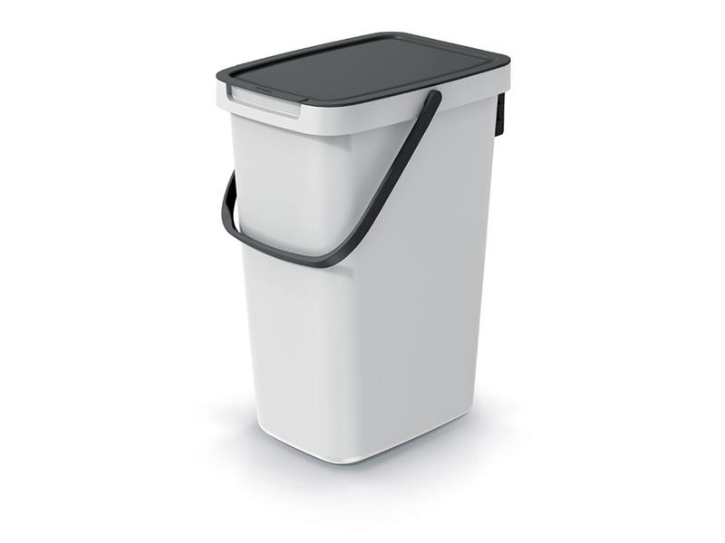 Trash bin SYSTEMA Q COLLECT ash with black lid 12l TI6440983 PROSPERPLAST