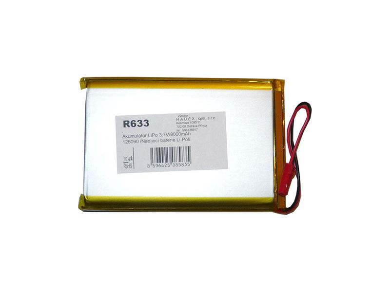 Rechargeable battery LiPo 3.7V/8000mAh 126090 Hadex TI4250711 HADEX