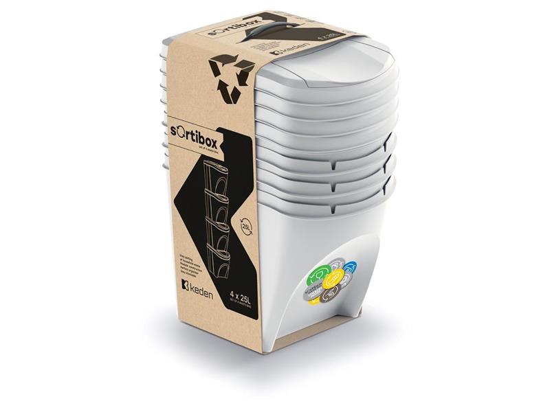 Sorted waste bin SORTIBOX 4x25l ash grey TI6440978 PROSPERPLAST