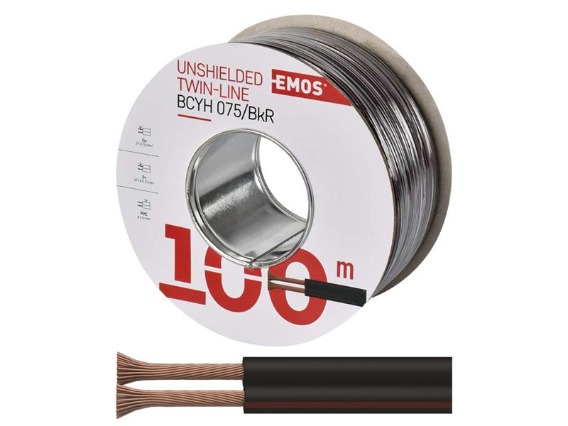 Shielded Cable unshielded 2x0.75mm2 black/red EMOS S8270 100m TI3630052 EMOS