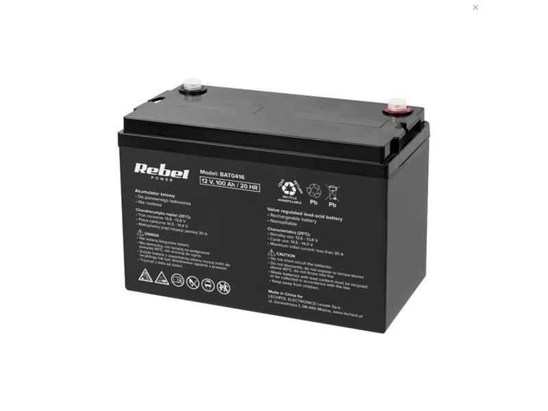 Lead acid battery 12V 100Ah REBEL BAT0416 TI4250610 Rebel