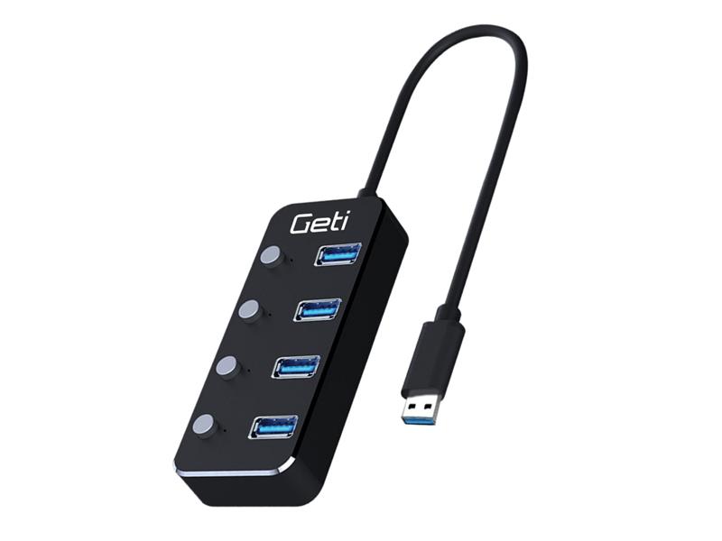 USB hub GETI GUH4AS 4x USB-A 3.0 with switches TI6433111 Geti