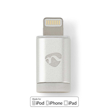 Lightning Adapter | Apple Lightning 8-Pin | USB Micro-B Female | Gold Plated | Round | Aluminium NECCTB39901AL Nedis