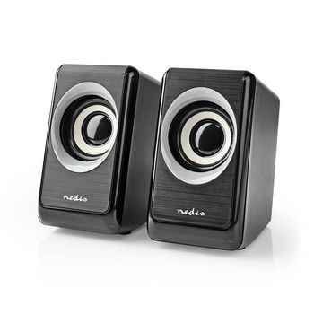PC Speaker | 2.0 | 18 W | 3.5 mm Male | USB Powered | Volume control | Connection output NECSPR20020BK Nedis
