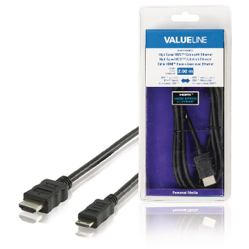 High Speed HDMI Cable with Ethernet HDMI Connector - HDMI Mini Male 2.00 m Black NEVLMB34500B20 Valueline