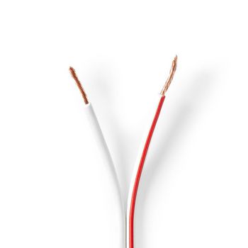 Speaker Cable | 2 x 1.50 mm² | Copper | 100.0 m | Round | PVC | White | Reel NECABR1500WT1000 Nedis