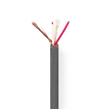 Microphone Cable | 2 x 0.23 mm² | Copper | 100.0 m | Round | PVC | Dark Grey | Reel NECOTR15010GY100 Nedis