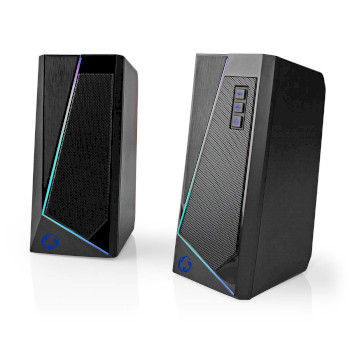 Gaming Speaker | Speaker channels: 2.0 | USB Powered | 3.5 mm Male | 18 W | LED | Volume control NEGSPR31020BK Nedis
