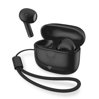 Fully Wireless Earphones | Bluetooth® | Maximum battery play time: 16 hrs | Touch Control | Charging case | Wireless charging case | Built-in microphone | Voice control support | Black NEHPBT2400BK Nedis