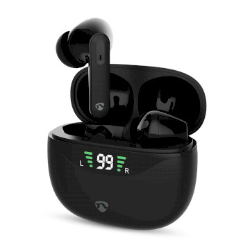 Fully Wireless Earphones | ANC (Active Noise Cancelling) | Bluetooth® | Maximum battery play time: 30 hrs | Touch Control | Charging case | Wireless charging case | Built-in microphone | Voice control support | Black NEHPBT2450BK Nedis