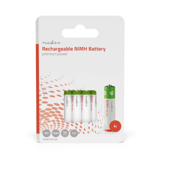 Rechargeable NiMH Battery AAA | 1.2 V DC | 700 mAh | Precharged | 4-Blister NEBANM7HR034B Nedis