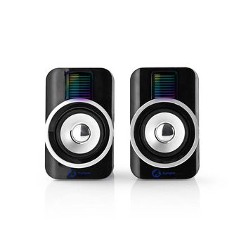 Gaming Speaker | Speaker channels: 2.0 | USB Powered | 3.5 mm Male | 30 W | RGB | Volume control NEGSPR20020BK Nedis