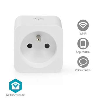 SmartLife Smart Plug | Wi-Fi | IP21 | Power meter | 3680 W | Type E (CEE 7/6) | 0 - 55 °C | Android / IOS | White | 1 pcs NEWIFIP121EWT Nedis