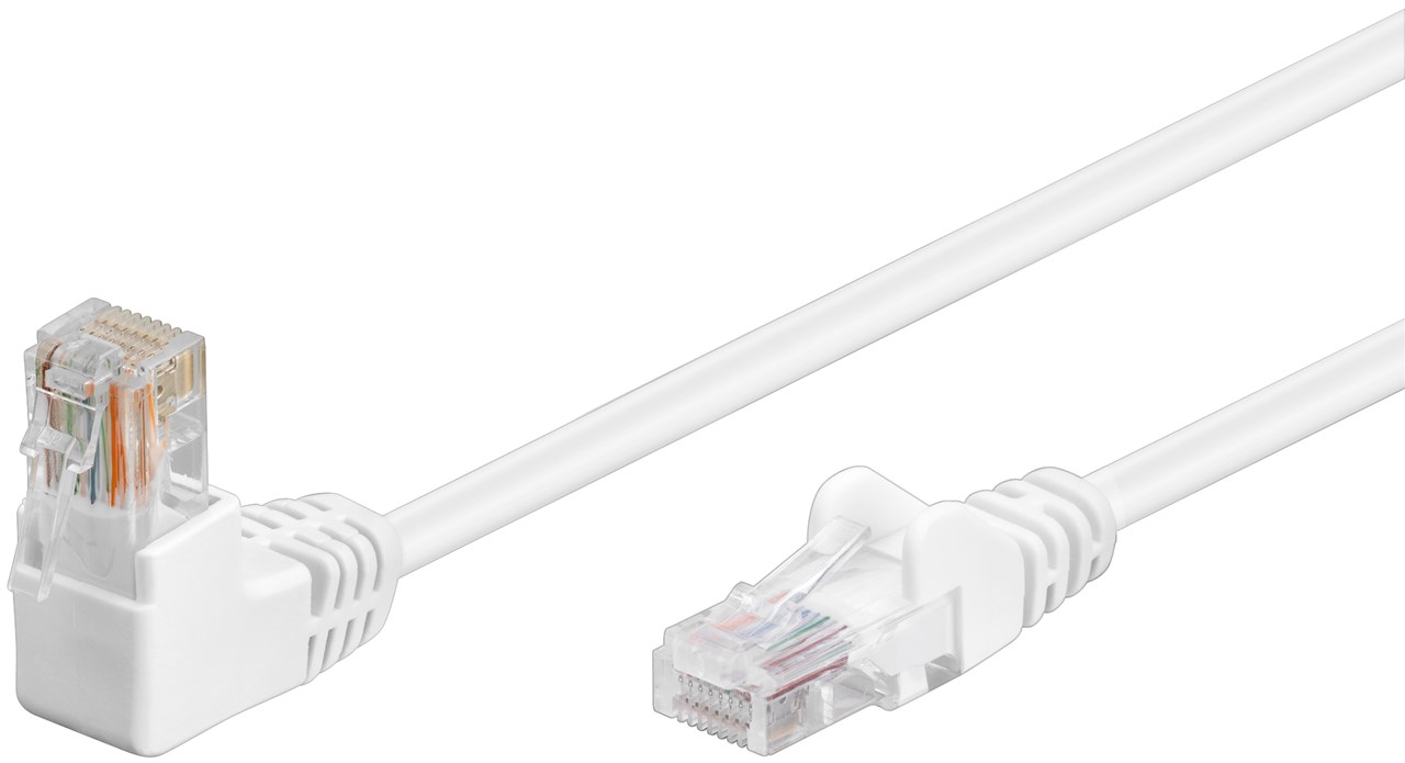 CAT 5e cavo patch 1x 90° angolato U/UTP, bianco, 2 m WE94164 Goobay