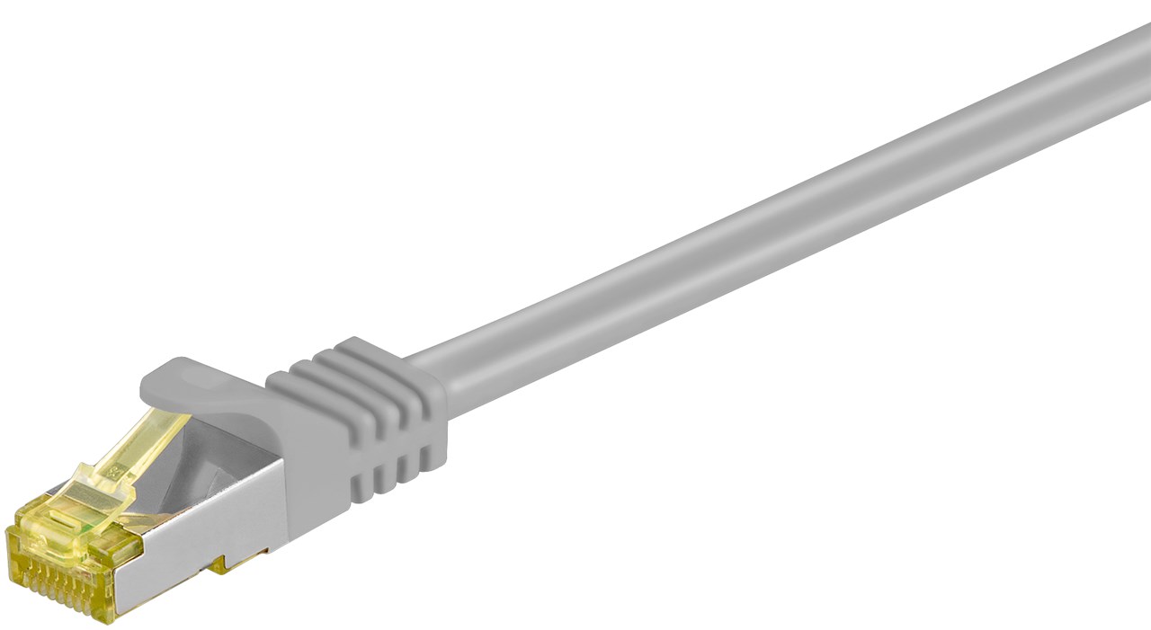 RJ45 cavo patch CAT 6A S/FTP (PiMF), 500 MHz, con cavo grezzo CAT 7 , grigio WE91576 Goobay