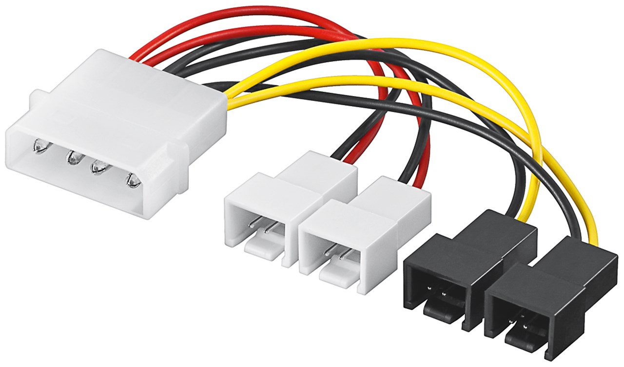 Cavo elettrico/adattatore per ventole PC, connettore 5.25 a 2 uscite per ventole da 12 V/2 da 5 V WE93632 Goobay