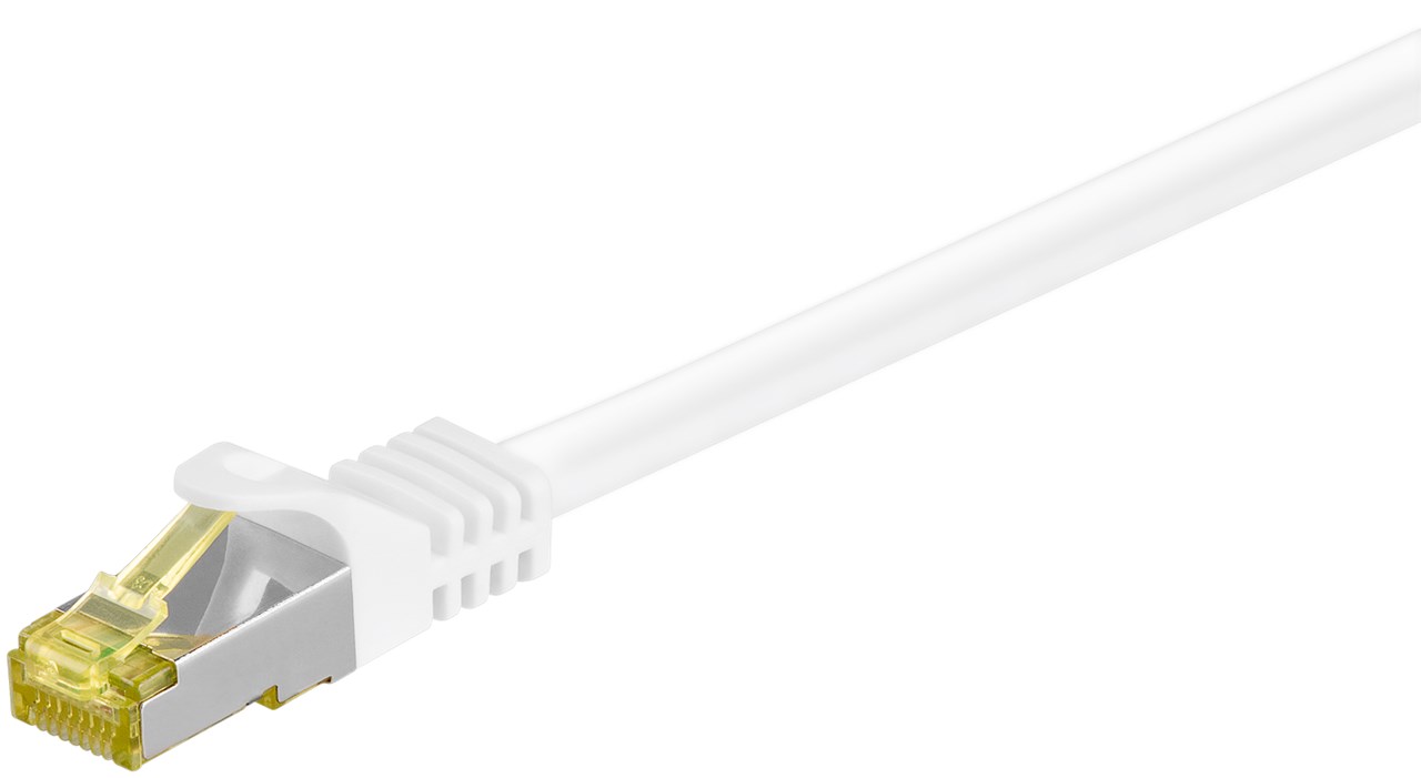 RJ45 cavo patch CAT 6A S/FTP (PiMF), 500 MHz, con cavo grezzo CAT 7 , bianco WE91089 Goobay