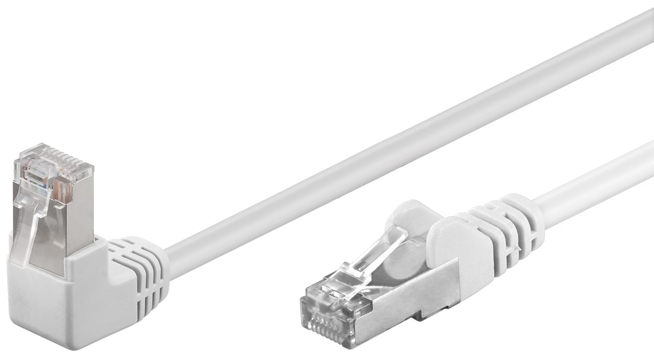 CAT 5e cavo patch 1x 90° angolato F/UTP, bianco, 0,25 m WE94176 Goobay