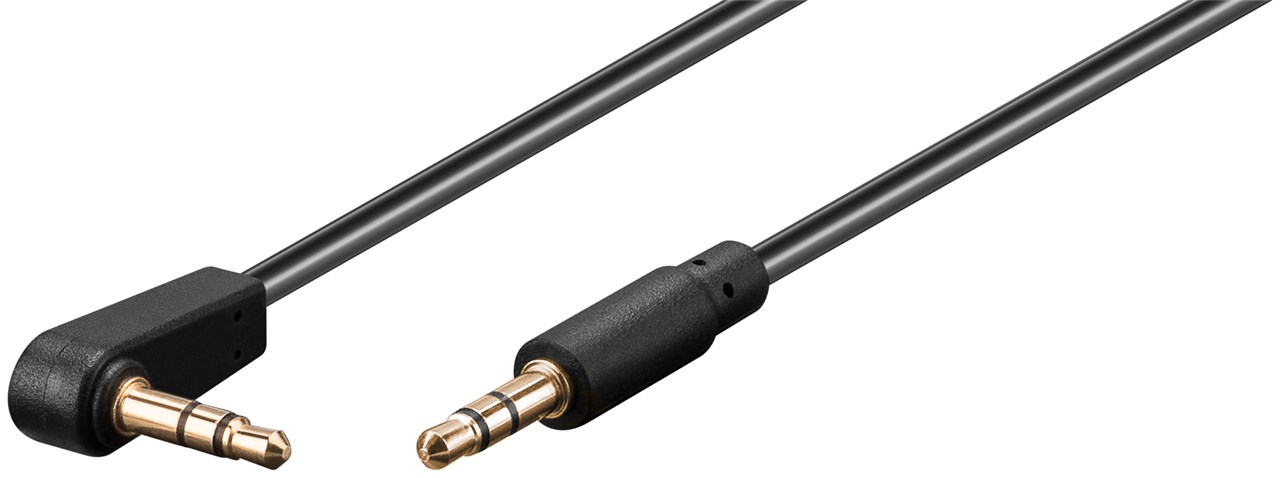 Cavo di collegamento audio AUX, 3,5 mm stereo a 3 pin, sottile, CU, angolato WE67784 Goobay