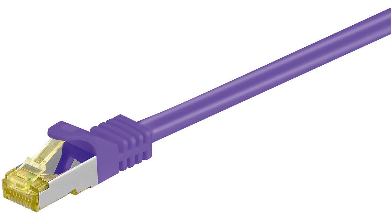 RJ45 cavo patch CAT 6A S/FTP (PiMF), 500 MHz, con cavo grezzo CAT 7 , viola WE91582 Goobay