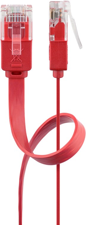 CAT 6 cavo patch piatto U/UTP, rosso WE96412 Goobay
