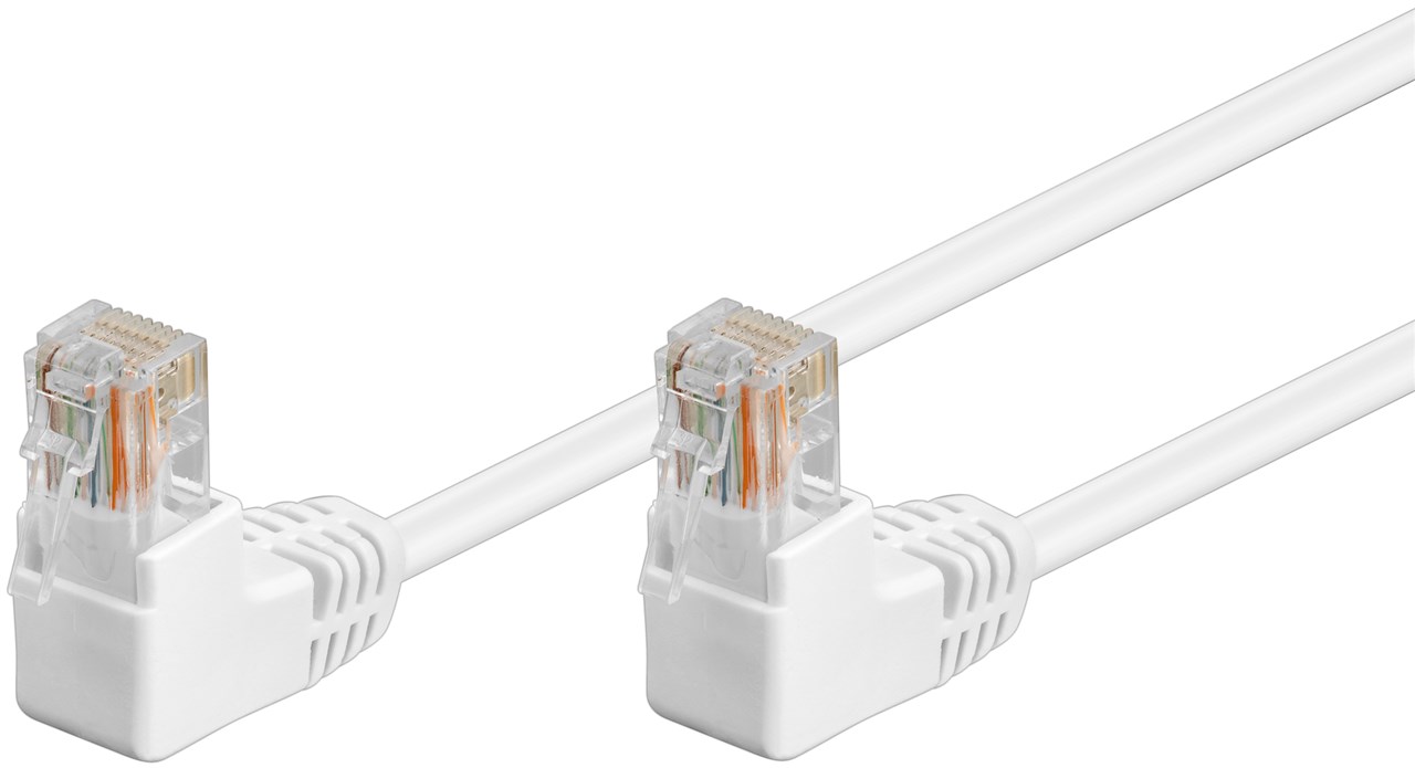 CAT 5e cavo patch 2x 90° angolato U/UTP, bianco, 10 m WE96074 Goobay