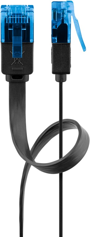 CAT 6A cavo patch piatto, U/UTP, nero WE96345 Goobay