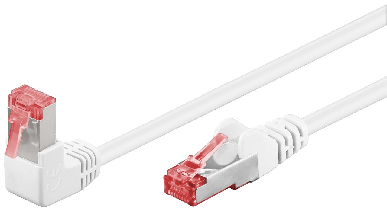 CAT 6 cavo patch 1x 90° angolato S/FTP (PiMF), bianco, 3 m WE51552 Goobay