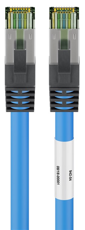 Cavo patch RJ45 (CAT 6A, 500 MHz) con CAT 8.1 cavo grezzo S/FTP, blu WE45664 Goobay