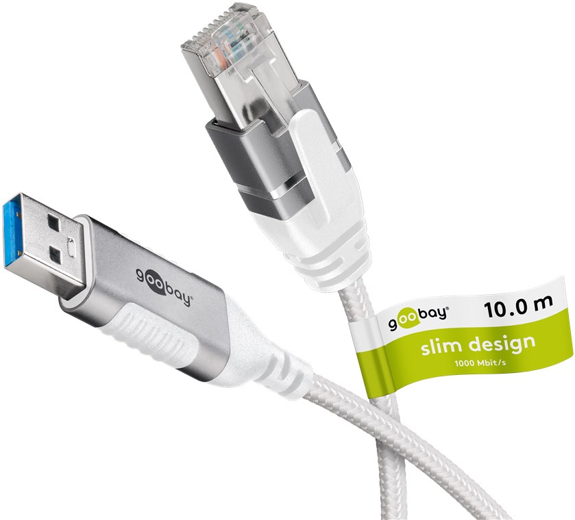 Cavo Ethernet da USB-A 3.0 a RJ45, Slim, 10 m WE74383 Goobay