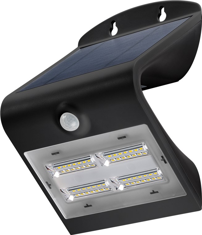 Applique da parete solare a LED con sensore di movimento, 3,2 W, nero WE45807 Goobay