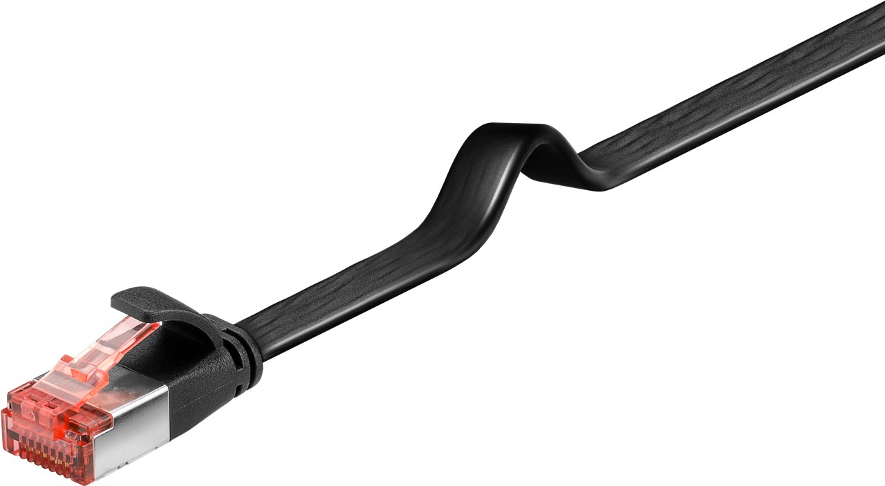 CAT 6 cavo patch piatto U/FTP, nero WE94235 Goobay