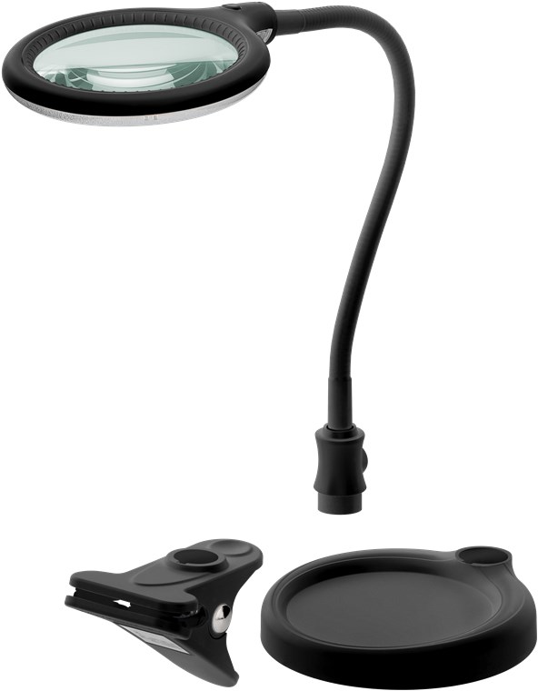 LED lampada d'ingrandimento morsetto/tavolo, 6 W, nero WE64990 Goobay