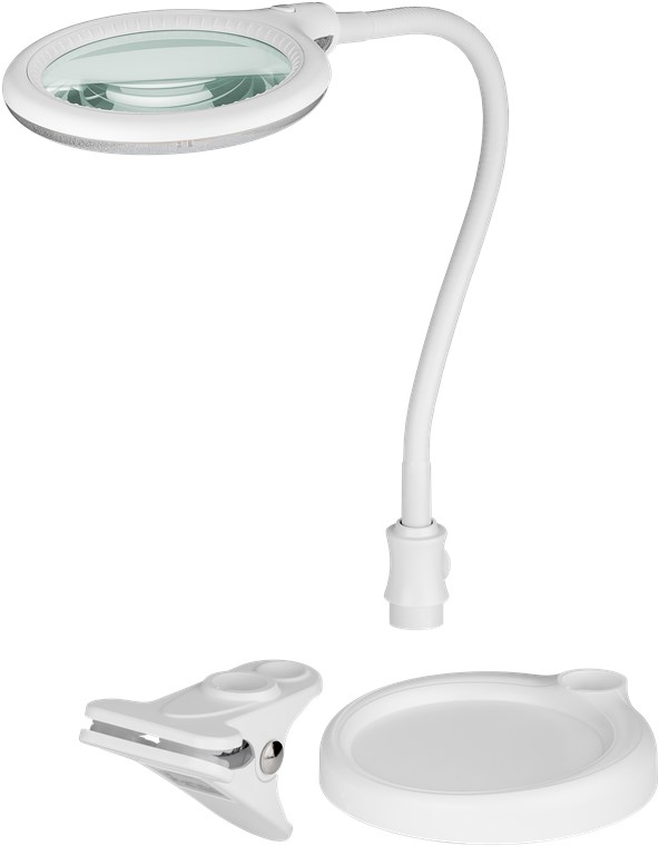 LED lampada d'ingrandimento morsetto/tavolo, 6 W, bianco WE60359 Goobay