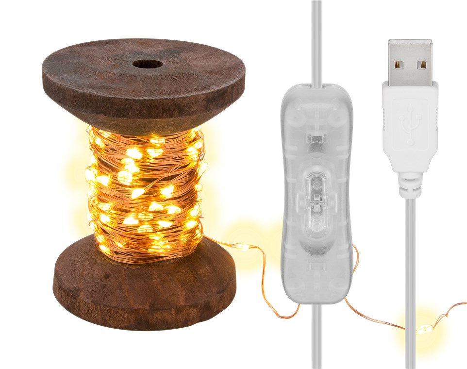Catena luminosa a LED "Rocchetto di filo", piccolo WE60341 Goobay