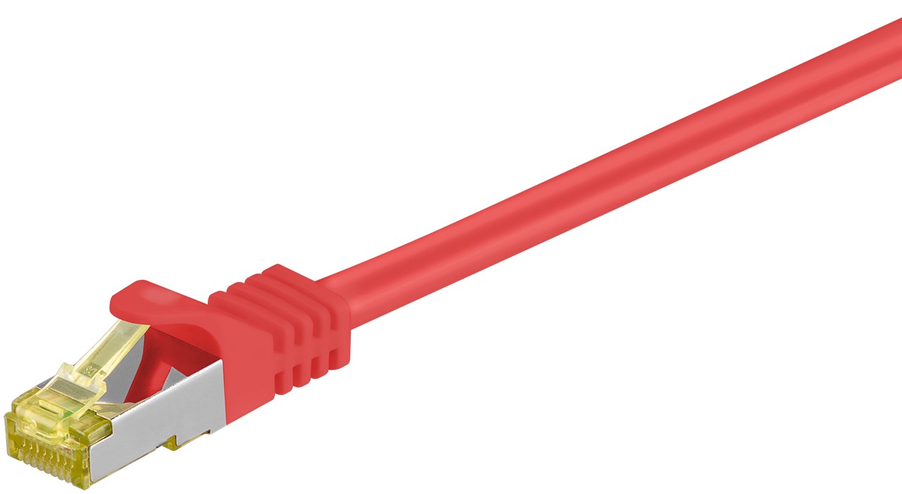 RJ45 cavo patch CAT 6A S/FTP (PiMF), 500 MHz, con cavo grezzo CAT 7 , rosso WE91634 Goobay