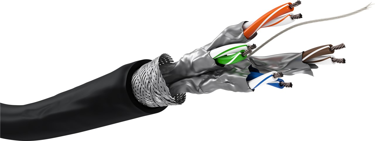 CAT 6 cavo di rete per uso esterno, S/FTP (PiMF), nero WE57195 Goobay