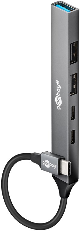 Hub USB Slim a 5 porte, da USB-C a USB-C/USB-A, USB 3.2 WE74460 Goobay