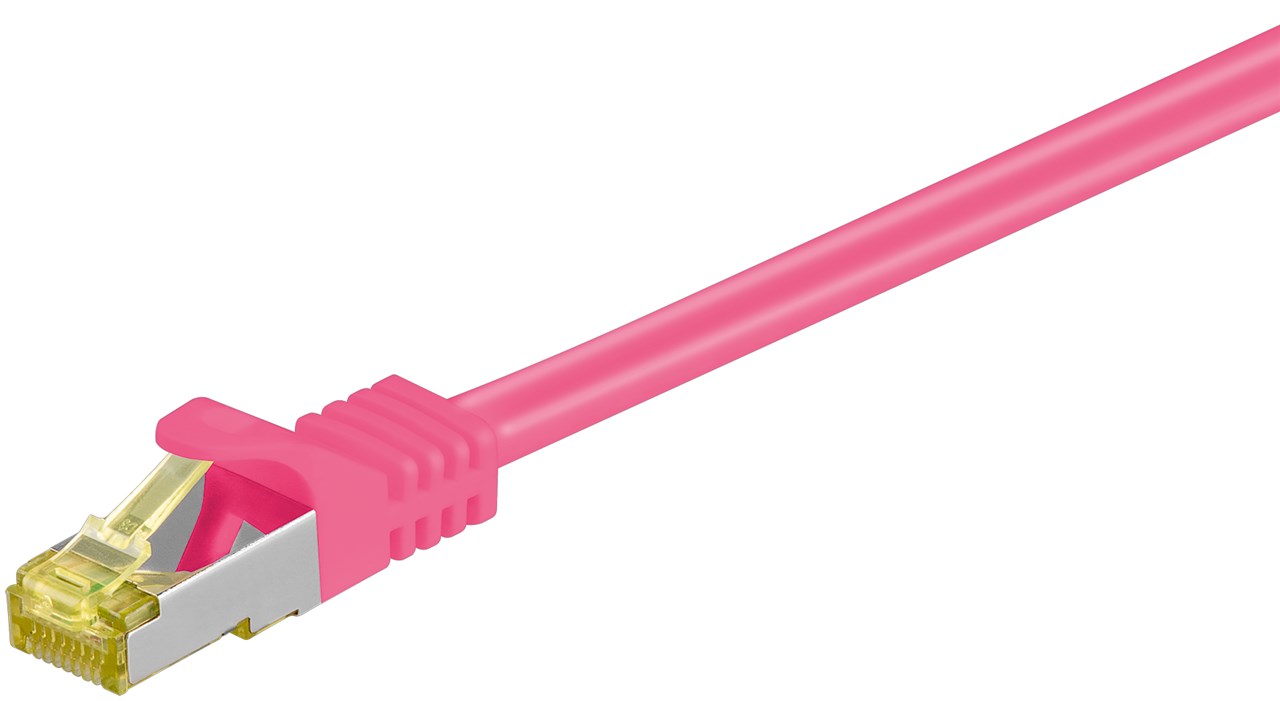 RJ45 cavo patch CAT 6A S/FTP (PiMF), 500 MHz, con cavo grezzo CAT 7 , magenta WE91641 Goobay