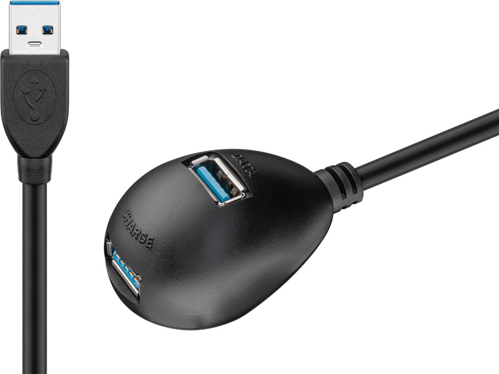 Cavo prolunga USB 3.0 SuperSpeed con piede di supporto, nero WE95918 Goobay