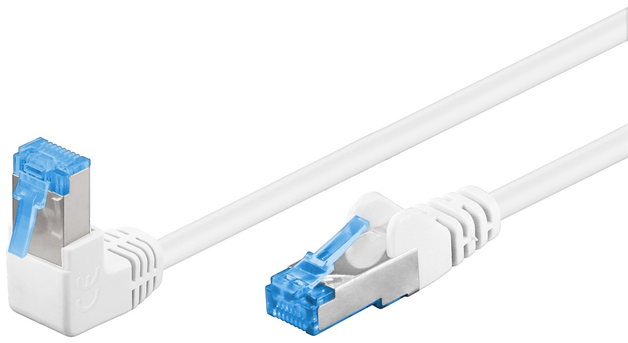 CAT 6A cavo patch 1x 90° angolato S/FTP (PiMF), bianco WE51568 Goobay