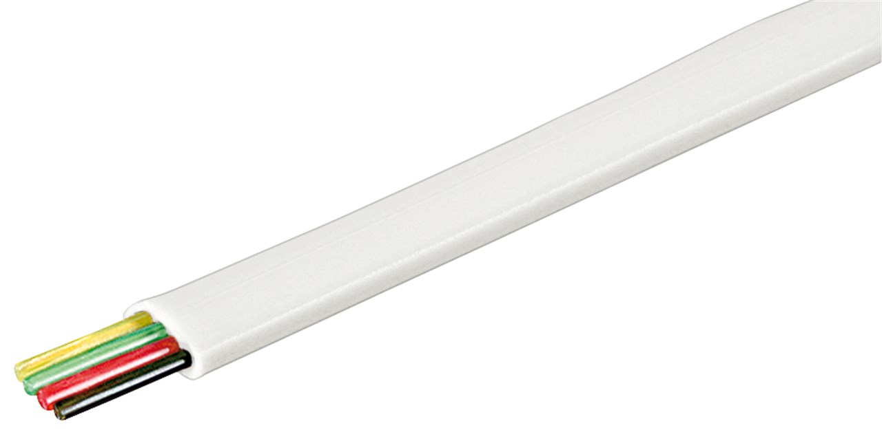 Cavo piatto telefonico 4 fili, 100 m bobina, AWG 28, CCA (alluminio rivestito di rame) WE93305 Goobay