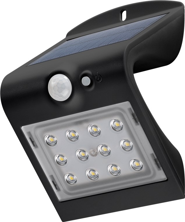 Applique da parete solare a LED con sensore di movimento, 1,5 W, nero WE45801 Goobay