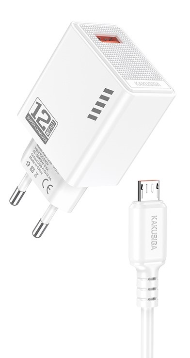 Caricatore micro USB  5V/2.4A 12W bianco KSC-1236 F4185 Kakusiga